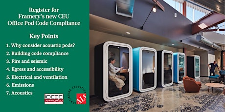 Virtual CEU: Office Pod Compliance | Framery Acoustic Pods / IOWA