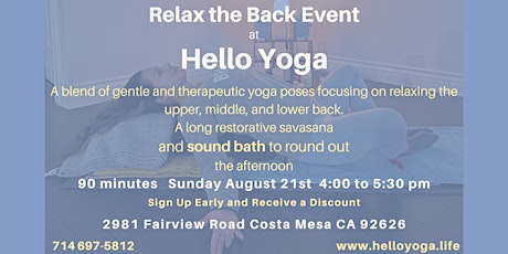 Relax the Back, Restorative Yoga and Sound Healing