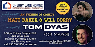 An Evening of Comedy with Matt Baker & Will Corry in support of Tom Dyas