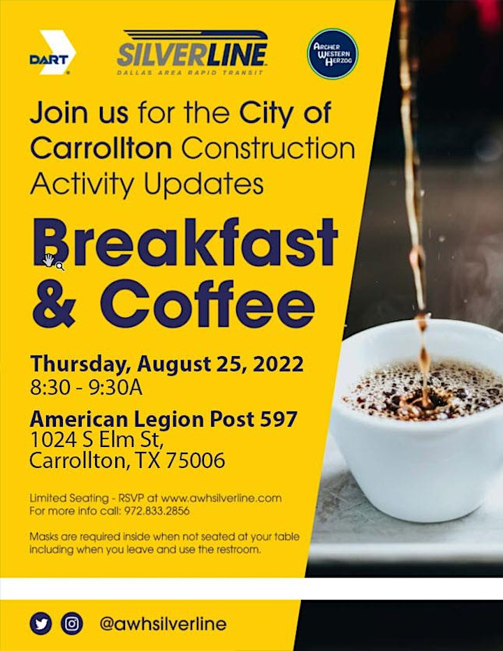 AWH DART Silver Line Breakfast & Coffee - Carrollton Construction Updates image