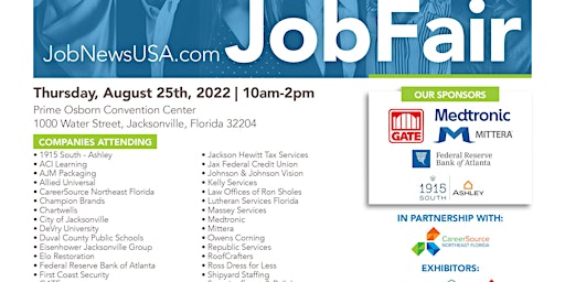 2,000+ JOBS From OVER 35 Companies at the August 25th Jacksonville Job Fair