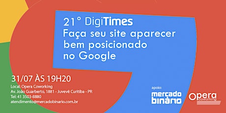 Imagem principal do evento 21º DigiTimes - Faça seu site aparecer bem posicionado no Google