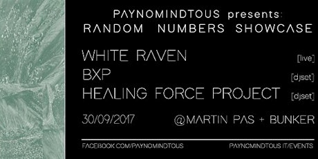 Immagine principale di Random Numbers Showcase @Bunker: White Raven / BXP / Healing Force Project 