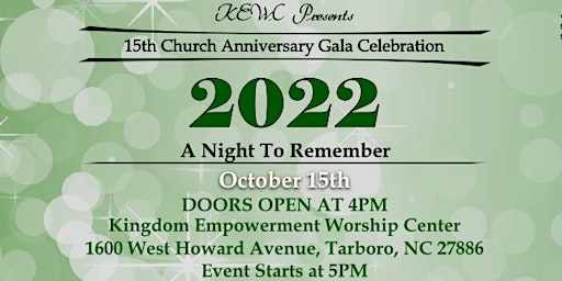 15th Church Anniversary Gala Celebration 2022