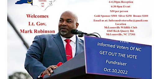 " "Get out the Vote" Fundraiser with Lt. Gov Mark Robinson