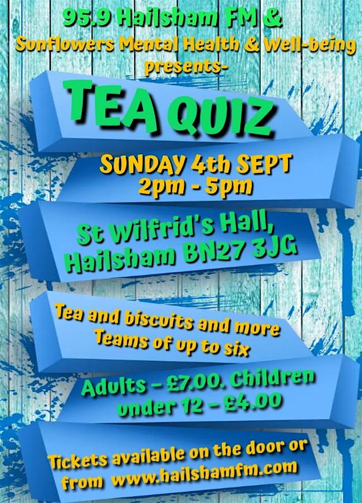 95.9 Hailsham FM and Sunflowers Mental Health and Well-being Tea Quiz 2022 image