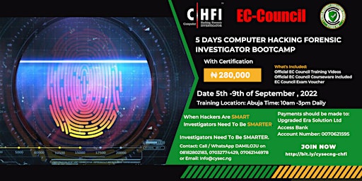 CHFI 5 DAYS COMPUTER HACKING FORENSIC INVESTIGATOR BOOTCAMP