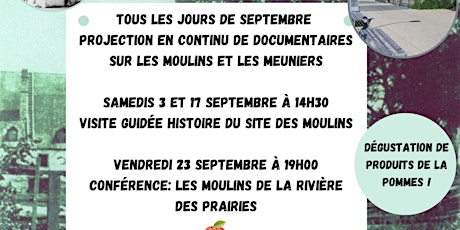 Conférence les moulins de la rivière des Prairies - 23 septembre 2022 19h00