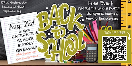 BACKPACK & SCHOOL SUPPLY GIVEAWAY/BACK TO SCHOOL