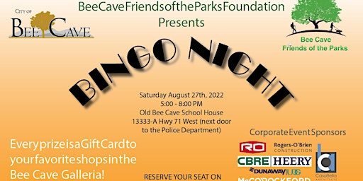 Bee Cave Friends of the Parks Bingo Night