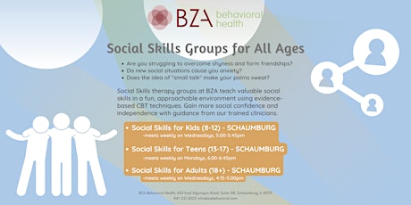 Social Skills Group Therapy for Teens 13-17