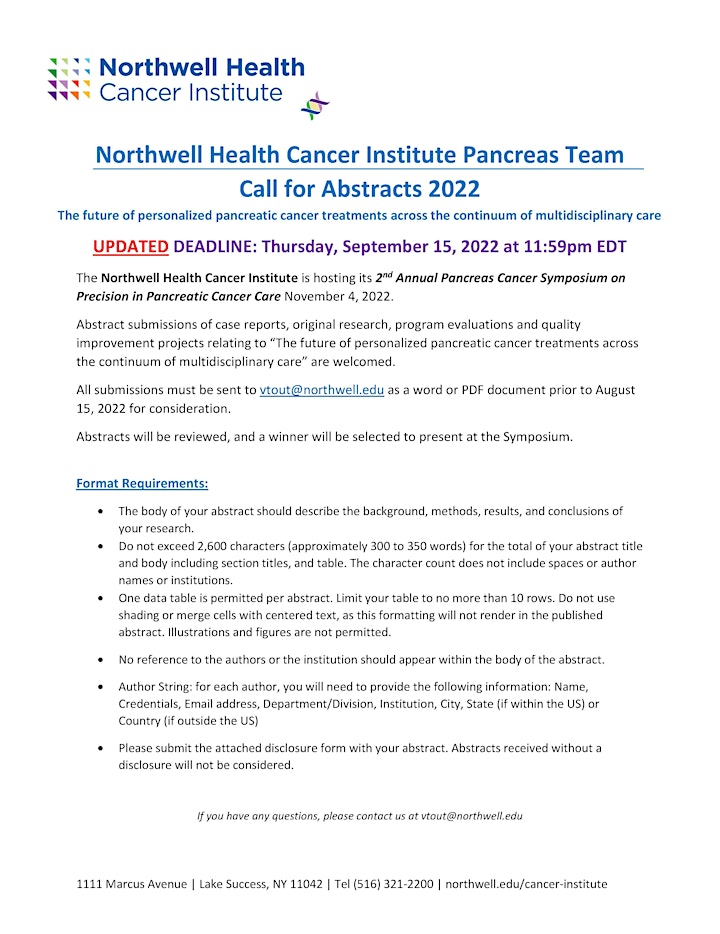 Northwell Health Cancer Institute Pancreas Cancer Symposium 2022 image