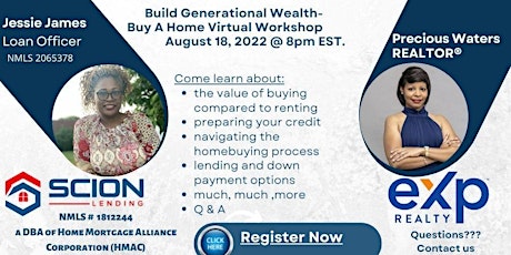 Build Generational Wealth- Buy A Home Virtual Workshop