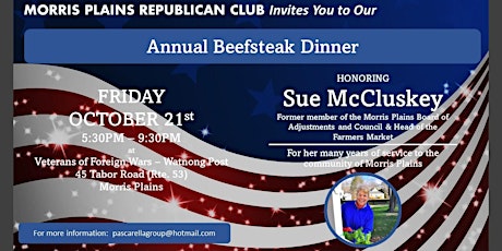 Annual Morris Plains Republican Club Fall Beefsteak Dinner