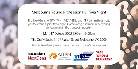 Image principale de Melbourne Young Transport Professionals Trivia Night