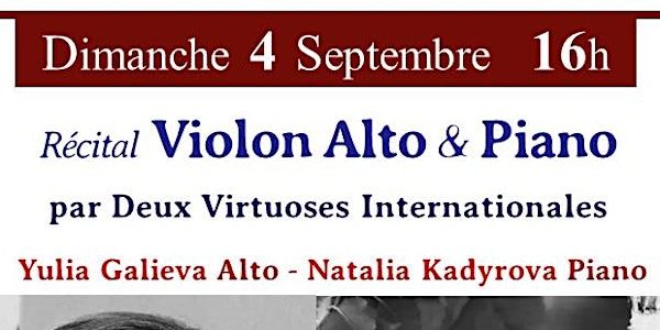 Récital  Violon Alto & Piano  par Deux Virtuoses Internationales