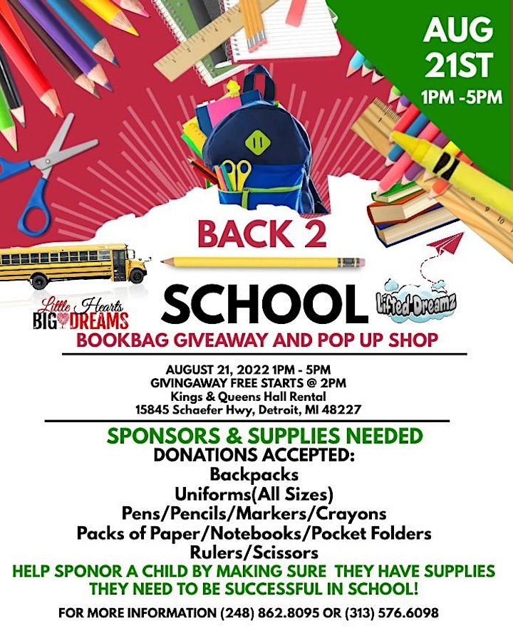 2nd Annual Back to School Bookbag Giveaway and Pop Up Shop image
