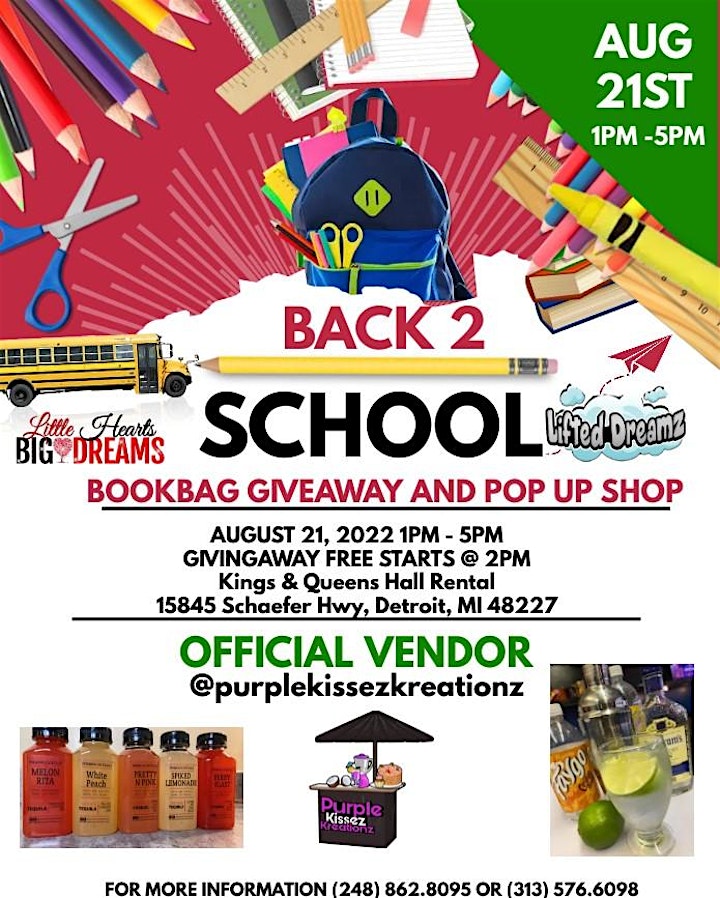 2nd Annual Back to School Bookbag Giveaway and Pop Up Shop image