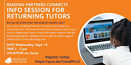 Reading Partners Connects Info Session for Returning Tutors