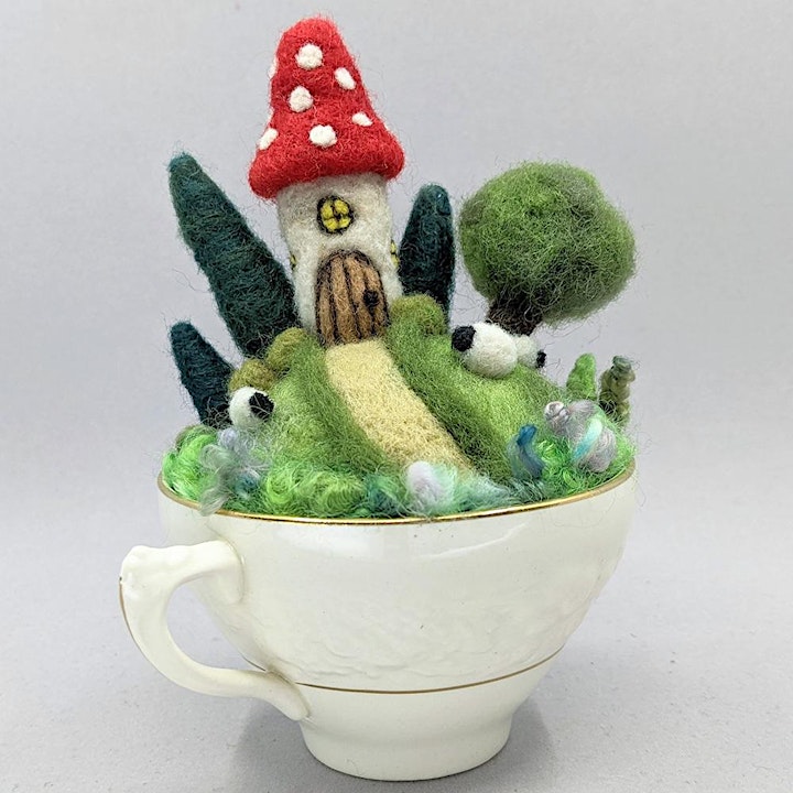 Needle Felt a Gnome Garden Teacup Diorama Workshop image