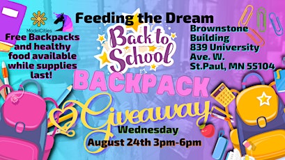 Free Food and Backpack Giveaway Feeding the Dream