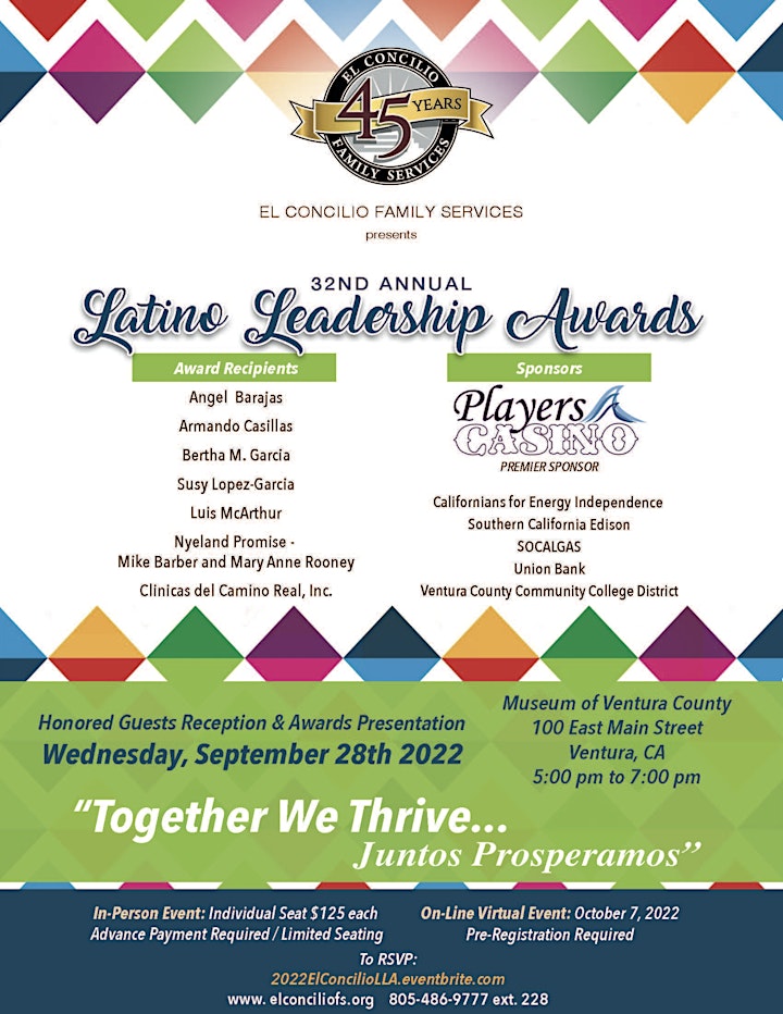 El Concilio's  32nd Annual Latino Leadership Awards Celebration image