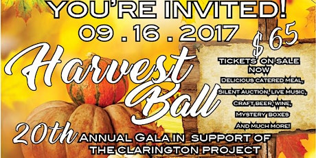 Harvest Ball! 20th Annual Gala in support of The Clarington Project primary image