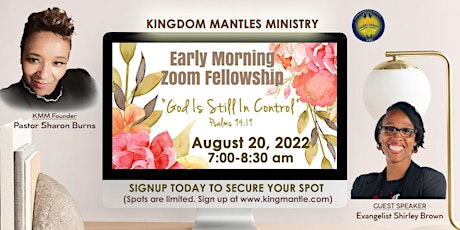Imagen principal de Kingdom Mantles Ministry: Early Morning Manna Zoom Fellowship