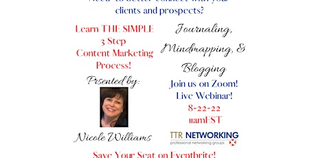 Learn the Simple 3 Step Content Marketing Process  w/ Nicole Williams!