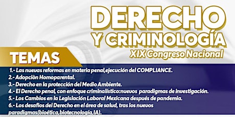 XIX Congreso Nacional de Derecho y Criminologia
