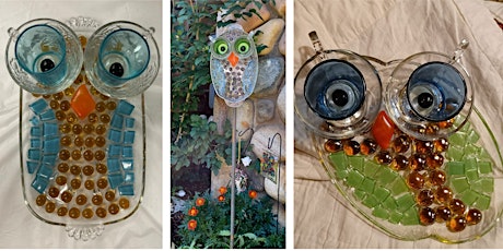 Upcycled Glass Garden Owl  - PRIVATE EVENT BY Debbie R