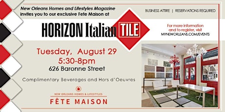 Rescheduled August Fete Maison- Horizon Italian Tile primary image