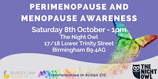 Perimenopause & Menopause Awareness - The Night Owl - Birmingham