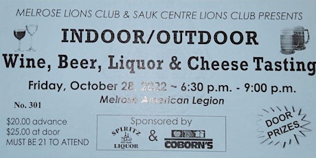 Melrose/Sauk Centre Lions  Annual Fall Wine, Beer, Liquor & Cheese Tasting