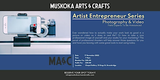 MAC Presents Artist Entrepreneur Series - Photography & Video