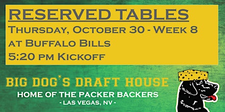 Draft House-Week 08 Packer Game Reserved Tables (BILLS 520pm Kickoff)