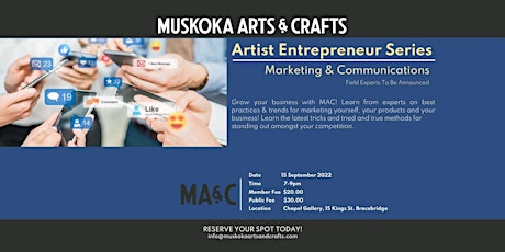 MAC Presents Artists Entrepreneur Series - Marketing & Communications