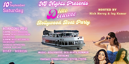 NJ Nights  "DISCO DEEWANE" Bollywood Boat Party
