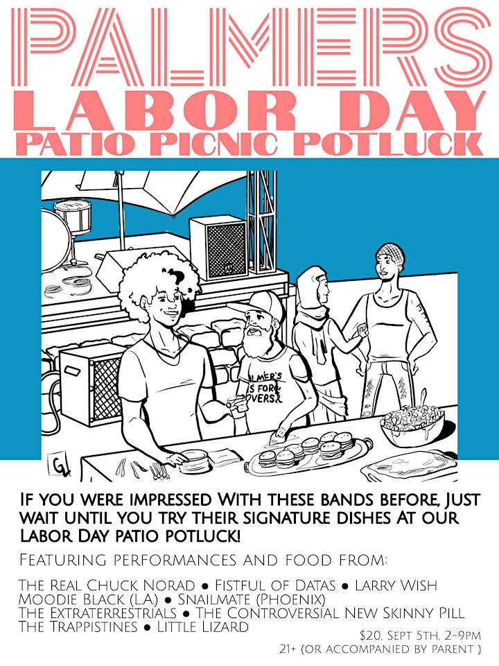 LABOR DAY PATIO PICNIC POTLUCK! With The Real Chuck Norad, Moodie Black... image
