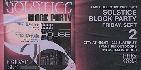 SOLSTICE BLOCK PARTY - Bank st - Friday Sept 2nd
