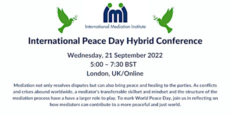 Primaire afbeelding van IMI International Peace Day Conference (In-Person)