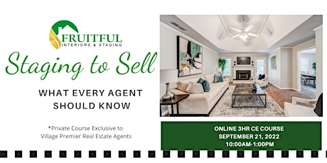 Online 3hr CE Course- Staging to Sell, What Every Agent Should Know