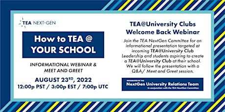 TEA @ University Clubs Welcome Back Webinar