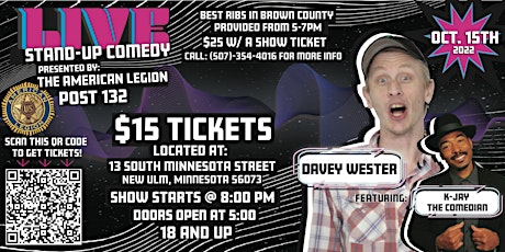 The American Legion Presents: Comedian Davey Wester, featuring K-Jay