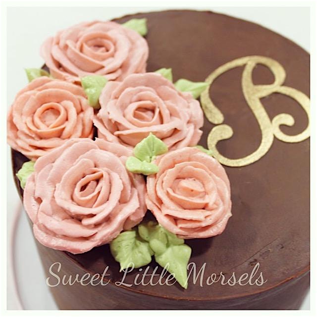 Sharp & Smooth Chocolate Ganache w/ Buttercream Roses Cake Decorating Class