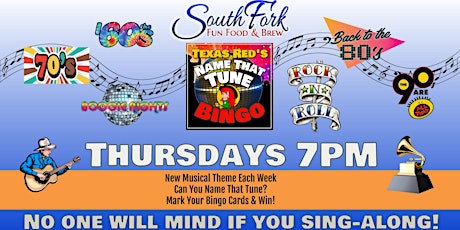 Texas Red's Thursday Name That Tune Bingo @South Fork  Fun, Food & Brew GTX