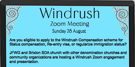 Brixton SDA and JFWG Windrush Compensation Scheme  Hybrid Zoom  Meeting