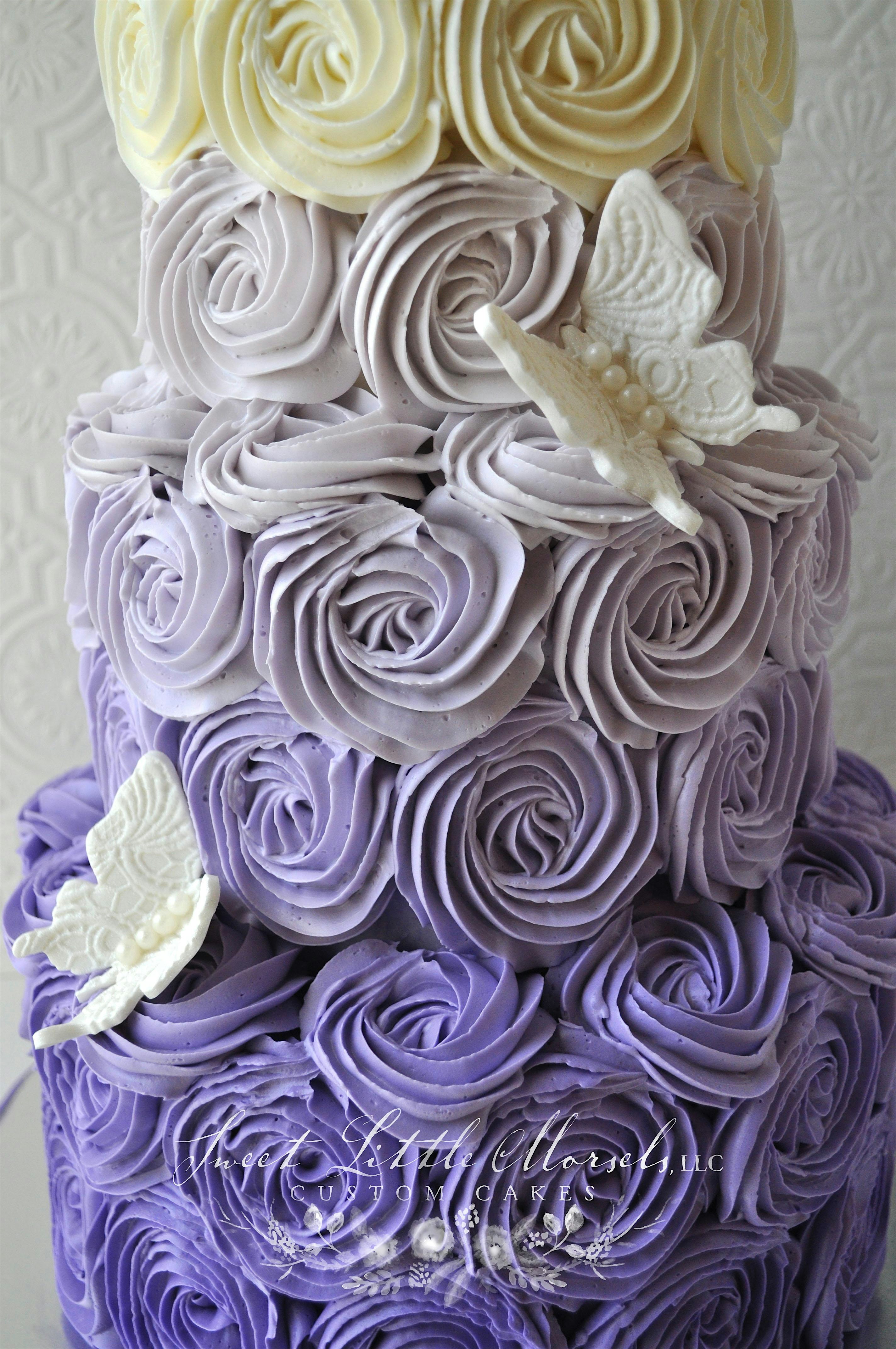Sharp and Smooth Buttercream Double Barrel Cake with Buttercream Rosettes