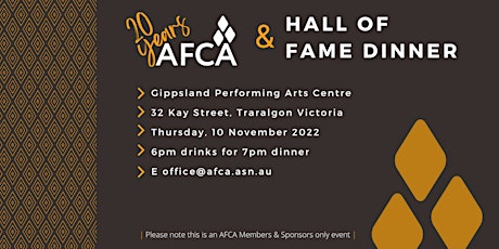 AFCA 20th Anniversary & Hall of Fame Dinner
