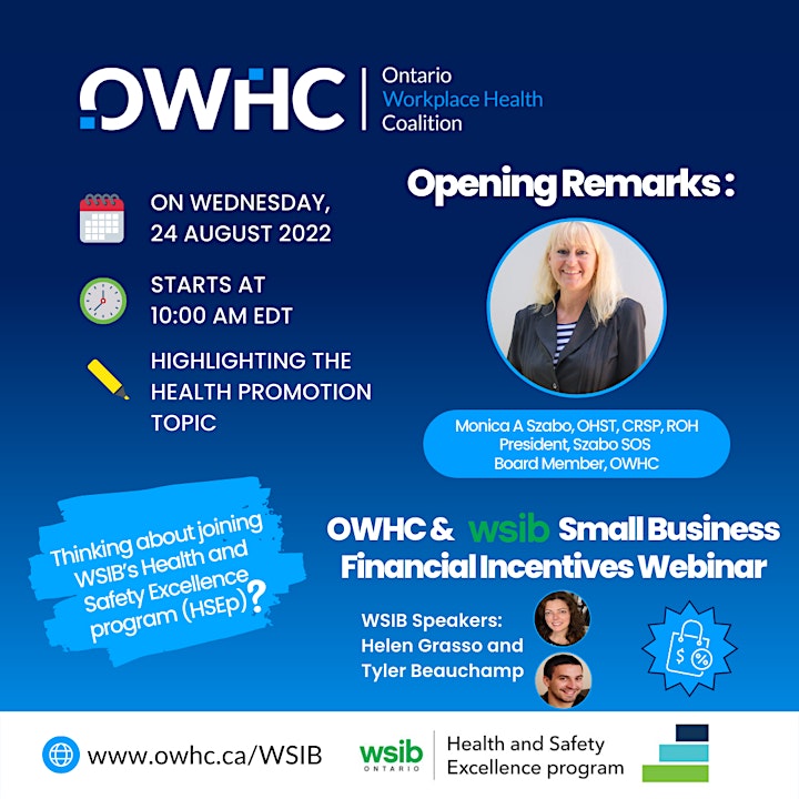 OWHC & WSIB Small Business Financial Incentives Webinar image